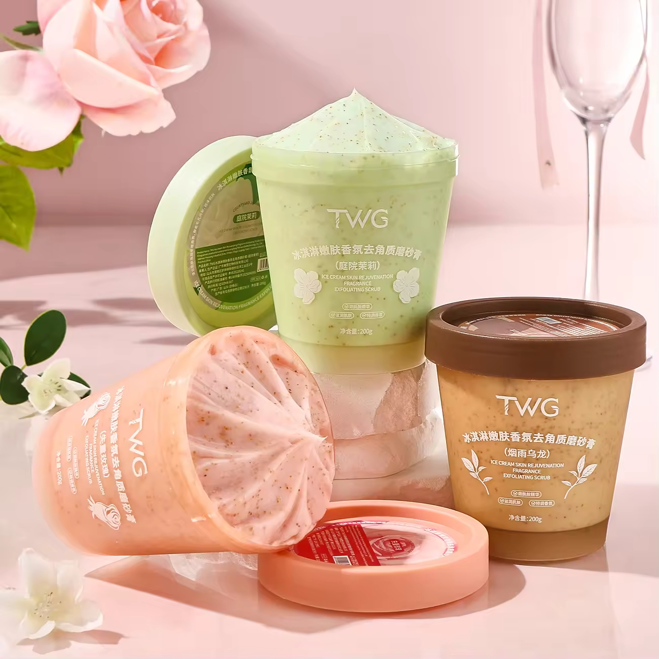 H7b70256ad9bf472cbc31b988fda971e9i اسکراب بستنی شنی صورت و بدن TWG - Image 1